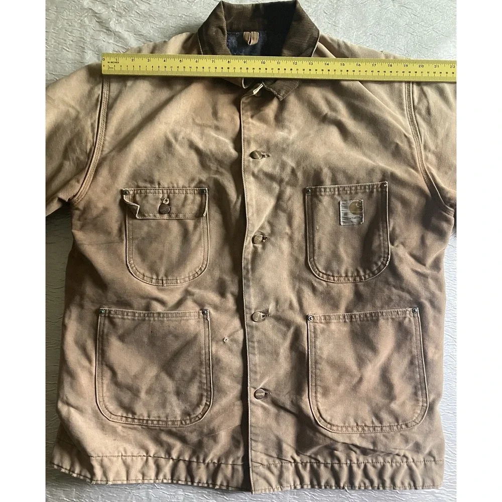 Carhartt Blanket Detroit Lined Canvas Chore Work Jacket 46 USA Made Pockets VTG